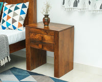 Portugal Solid Wood Two Drawer Bedside Table - Bedside Table - Furniselan-Dark-Brown-Finish