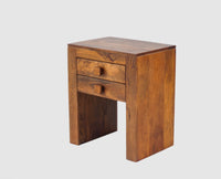 Portugal Solid Wood Two Drawer Bedside Table - Bedside Table - Furniselan-Dark-Brown-Finish
