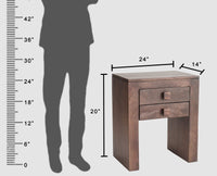 Portugal Solid Wood Two Drawer Bedside Table - Bedside Table - Furniselan-Grey-Finish