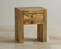 Portugal Solid Wood Two Drawer Bedside Table - Bedside Table - Furniselan-Natural-Mango-Finish