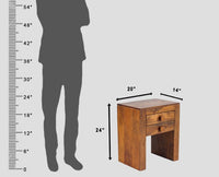 Portugal Solid Wood Two Drawer Bedside Table - Bedside Table - Furniselan-Dark-Brown-Finish