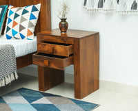 Portugal Solid Wood Two Drawer Bedside Table - Bedside Table - Furniselan-Dark-Brown-Finish