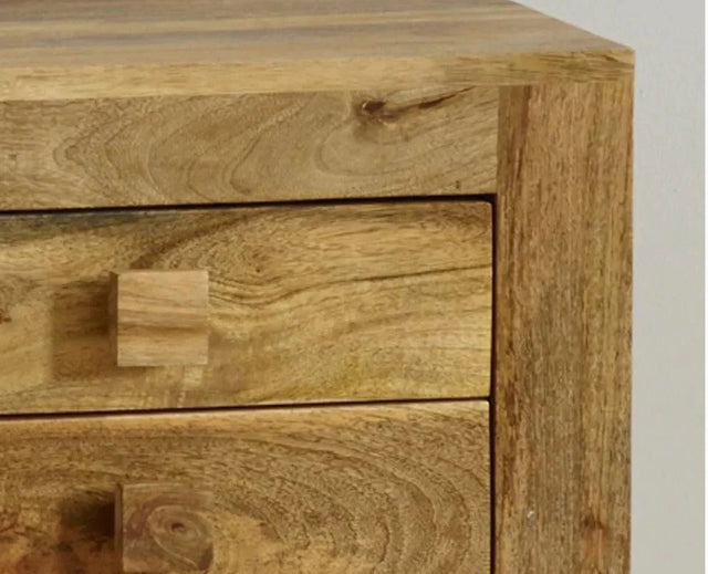 Portugal Solid Wood Two Drawer Bedside Table - Bedside Table - Furniselan-Natural-Mango-Finish