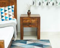 Portugal Solid Wood Two Drawer Bedside Table - Bedside Table - Furniselan-Dark-Brown-Finish