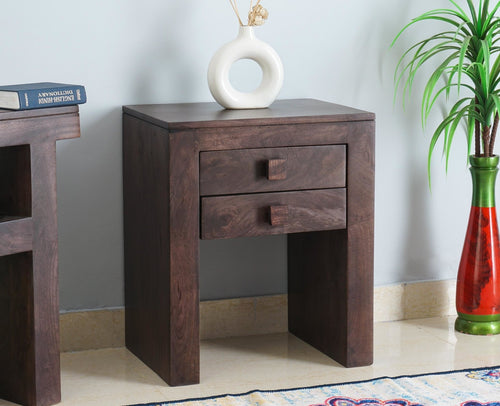 Portugal Solid Wood Two Drawer Bedside Table - Bedside Table - Furniselan-Grey-Finish