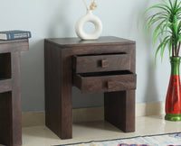 Portugal Solid Wood Two Drawer Bedside Table - Bedside Table - Furniselan-Grey-Finish