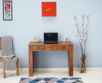 Portugal Solid Wood Two Drawer Console Table - Console Table - Furniselan - Dark-Brown-Finish