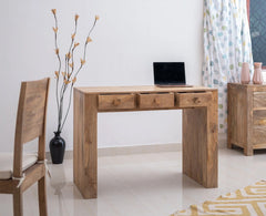 Portugal Solid Wood Two Drawer Console Table - Console Table - Furniselan - Natural-Mango-Finish