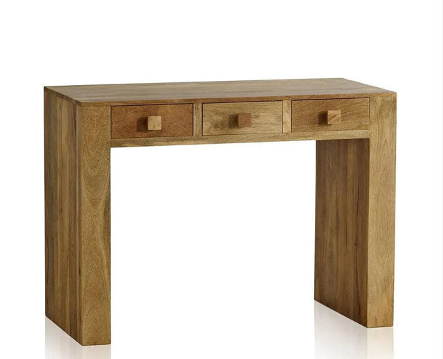Portugal Solid Wood Two Drawer Console Table - Console Table - Furniselan - Natural-Mango-Finish