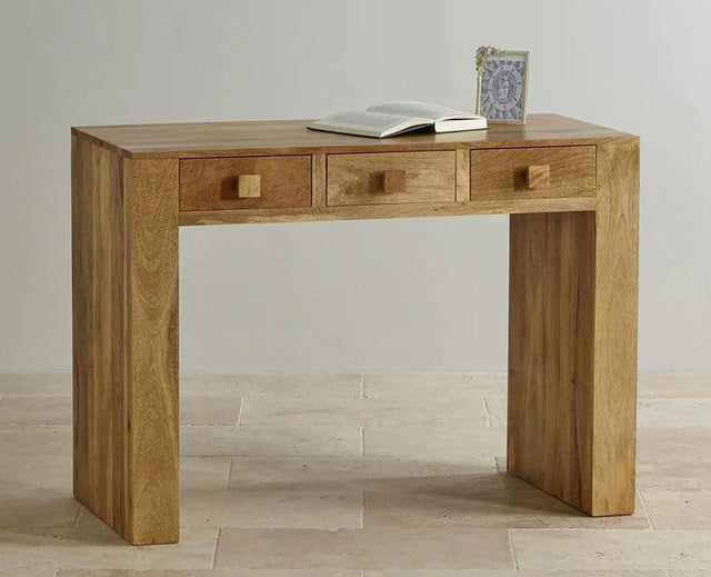 Portugal Solid Wood Two Drawer Console Table - Console Table - Furniselan - Natural-Mango-Finish