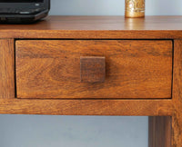 Portugal Solid Wood Two Drawer Console Table - Console Table - Furniselan - Dark-Brown-Finish