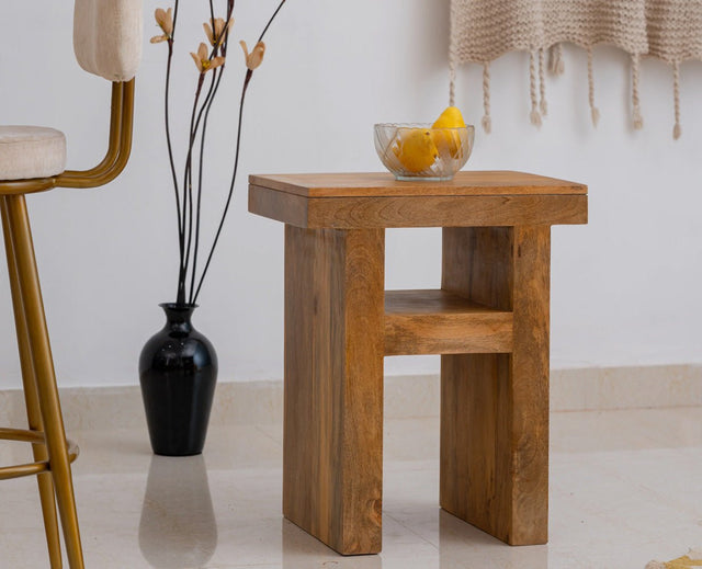 Portugal Wood Bedside Table - Bedside Table - Furniselan - Natural-Mango-Finish