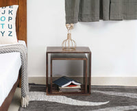 Prague Solid Wood End Table Set of Two - Bedside Table - Furniselan - Grey-Finish