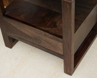 Puducherry Sheesham Wood One Drawer Bedside Table with open Shelve - Bedside Table - Furniselan-Grey-Finish