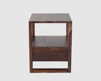 Puducherry Sheesham Wood One Drawer Bedside Table with open Shelve - Bedside Table - Furniselan-Grey-Finish