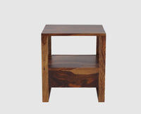 Puducherry Sheesham Wood One Drawer Bedside Table with open Shelve - Bedside Table - Furniselan-Teak-Finish