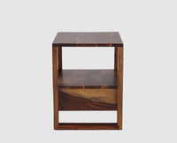 Puducherry Sheesham Wood One Drawer Bedside Table with open Shelve - Bedside Table - Furniselan-Teak-Finish