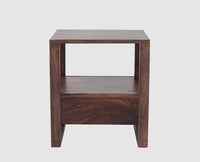 Puducherry Sheesham Wood One Drawer Bedside Table with open Shelve - Bedside Table - Furniselan-Grey-Finish