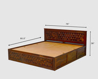 Puebla Solid Wood King Size Bed with Box Storage - Furniselan-Maple-Finish