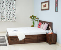 Puebla Solid Wood King Size Bed with Box Storage - Furniselan-Grey-Finish