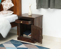 Pune One Drawer one Door Bedside Table - Bedside Table - Furniselan-Grey-Finish