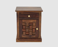 Pune One Drawer one Door Bedside Table - Bedside Table - Furniselan-Teak-Finish