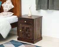 Pune One Drawer one Door Bedside Table - Bedside Table - Furniselan-Grey-Finish
