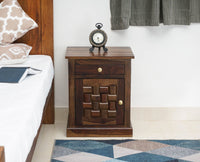 Pune One Drawer one Door Bedside Table - Bedside Table - Furniselan-Teak-Finish