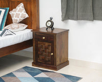 Pune One Drawer one Door Bedside Table - Bedside Table - Furniselan-Teak-Finish