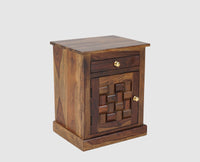Pune One Drawer one Door Bedside Table - Bedside Table - Furniselan-Teak-Finish