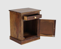 Pune One Drawer one Door Bedside Table - Bedside Table - Furniselan-Teak-Finish