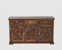 Pune Sheesham Wood Sidebaord with Three Drawers & Doors - Sideboard - Furniselan