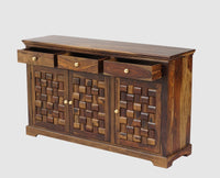 Pune Sheesham Wood Sidebaord with Three Drawers & Doors - Sideboard - Furniselan