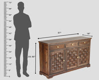 Pune Sheesham Wood Sidebaord with Three Drawers & Doors - Sideboard - Furniselan