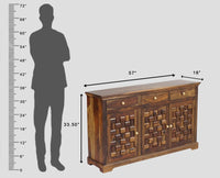 Pune Sheesham Wood Sidebaord with Three Drawers & Doors - Sideboard - Furniselan