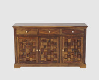 Pune Sheesham Wood Sidebaord with Three Drawers & Doors - Sideboard - Furniselan