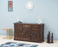 Pune Sheesham Wood Sidebaord with Three Drawers & Doors - Sideboard - Furniselan