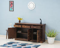 Pune Sheesham Wood Sidebaord with Three Drawers & Doors - Sideboard - Furniselan
