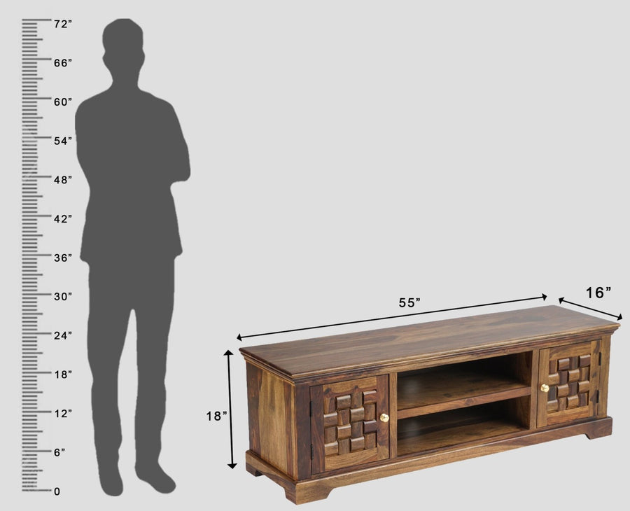 Pune Sheesham Wood Two Door TV Cabinet - Tv Cabinet - Furniselan-Teak-Finish