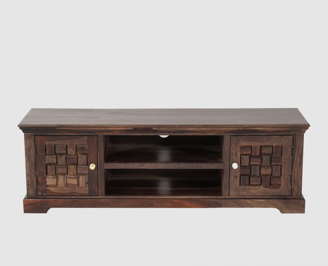 Pune Sheesham Wood Two Door TV Cabinet - Tv Cabinet - Furniselan-Grey-Finish