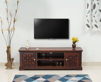 Pune Sheesham Wood Two Door TV Cabinet - Tv Cabinet - Furniselan-Maple-Finish