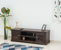 Pune Sheesham Wood Two Door TV Cabinet - Tv Cabinet - Furniselan-Grey-Finish