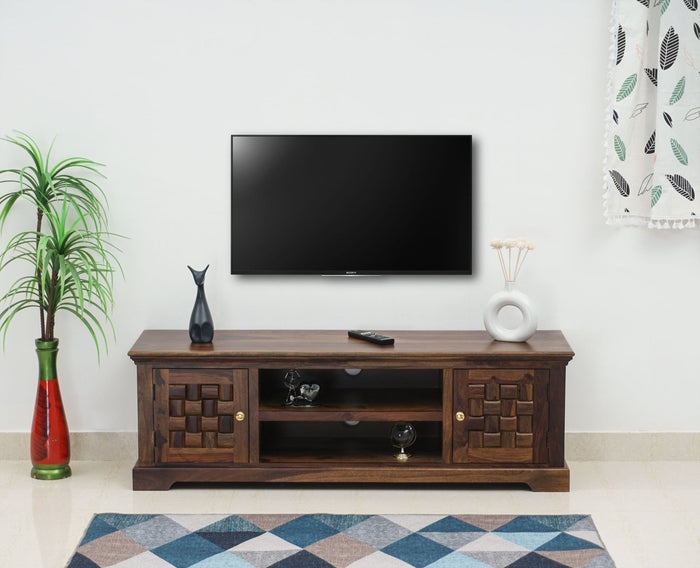 Pune Sheesham Wood Two Door TV Cabinet - Tv Cabinet - Furniselan