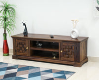 Pune Sheesham Wood Two Door TV Cabinet - Tv Cabinet - Furniselan-Teak-Finish