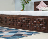 Pune Solid Wood King Size Bed with Box Storage - Furniselan-Grey-Finish