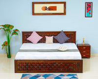 Pune Solid Wood King Size Bed with Box Storage - Furniselan-Maple-Finish