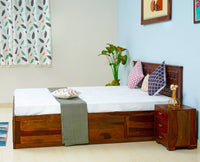 Pune Solid Wood King Size Bed with Box Storage - Furniselan-Maple-Finish