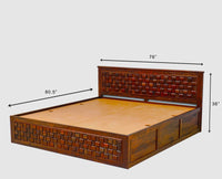 Pune Solid Wood King Size Bed with Box Storage - Furniselan-Maple-Finish