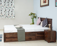 Pune Solid Wood King Size Bed with Box Storage - Furniselan-Grey-Finish