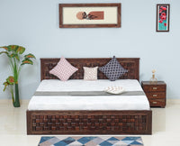 Pune Solid Wood King Size Bed with Box Storage - Furniselan-Grey-Finish